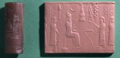Cylinder Seal with Pleiades, Crescent Moon, and Eight-Pointed Star