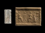 Cylinder Seal with Pleiades, Star, Crescent Moon, and Sun Disc