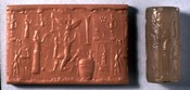 Cylinder Seal with Winged Sun Disc and Pleiades