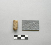 Cylinder Seal with Pleiades, Crescent Moon, and Winged Sun Disc