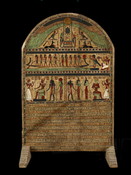Wooden colorful stele with Ra's divine boat