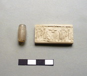 Cylinder Seal with Sun Disc, Eight-Pointed Star, and Lunar Crescent