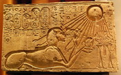 Relief of Akhenaten as a sphinx with Aten