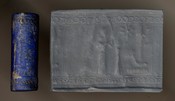 Votive cylinder seal with eight-pointed star, crescent