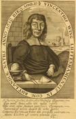 Astronomer Vincentius Wing with globe, quadrant, dividers