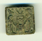 Jewellery element with Sekhmet, Hathor symbol, and Horus