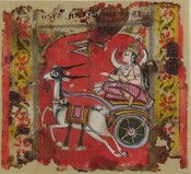 Candra (Moon) riding a chariot pulled by an antelope